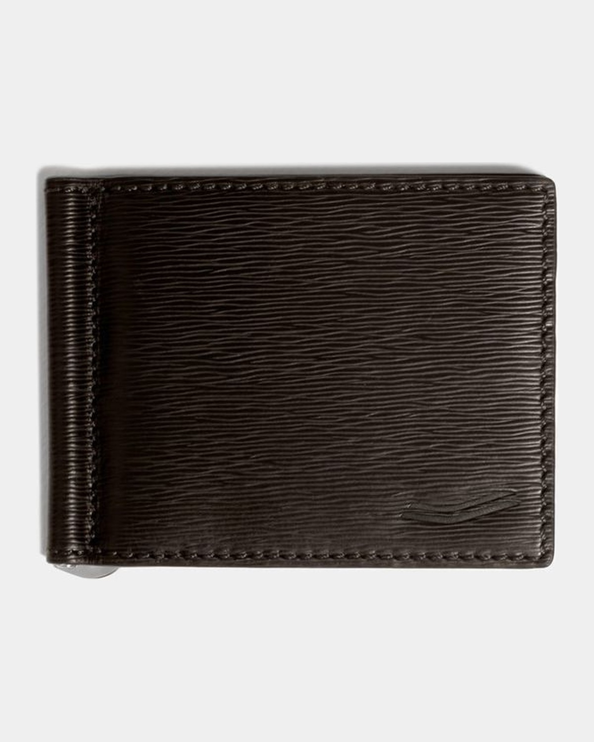 VOCIER bifold leather wallet with money clip, brown, front view