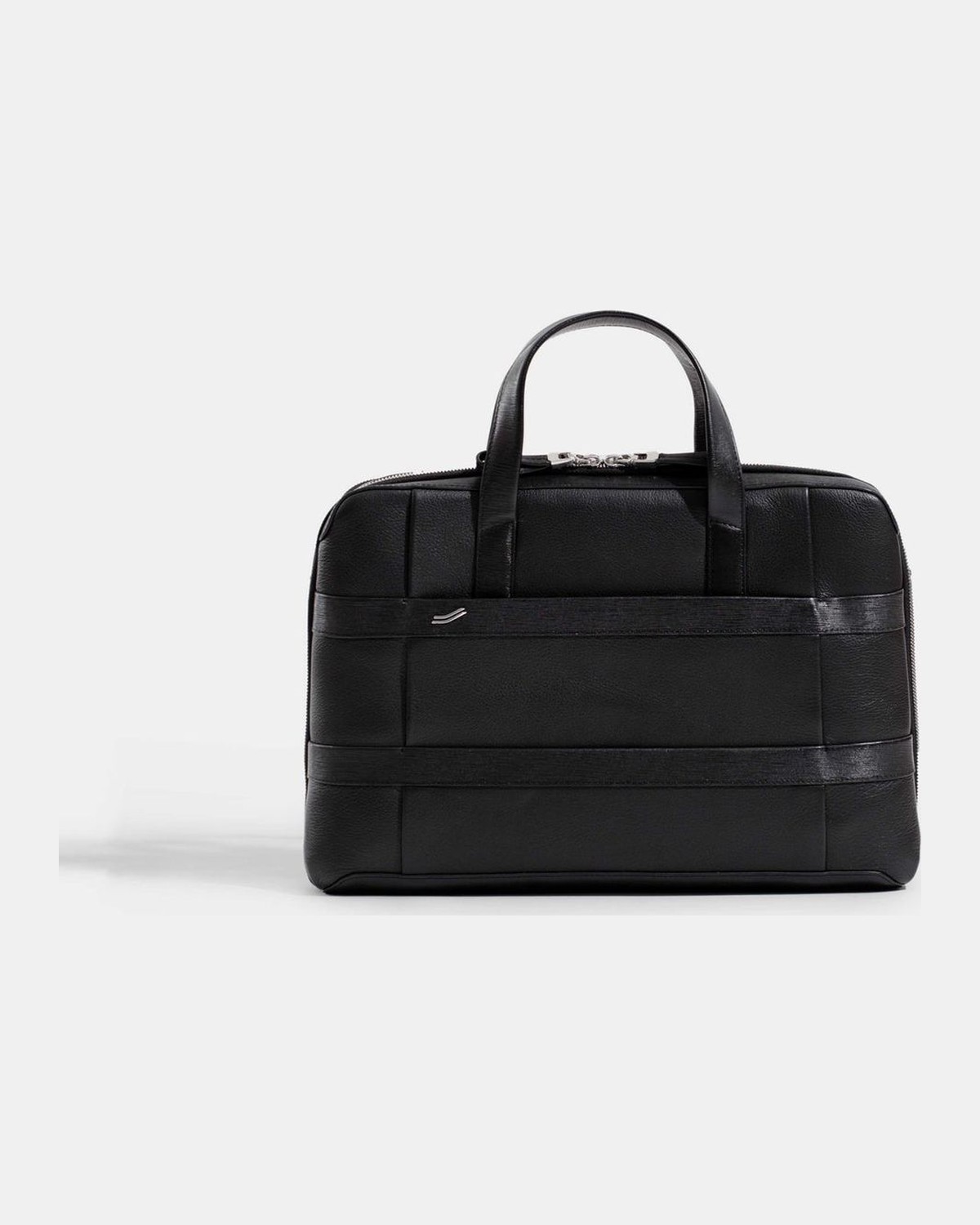 VOCIER Vantage briefcase in black nappa leather, front view