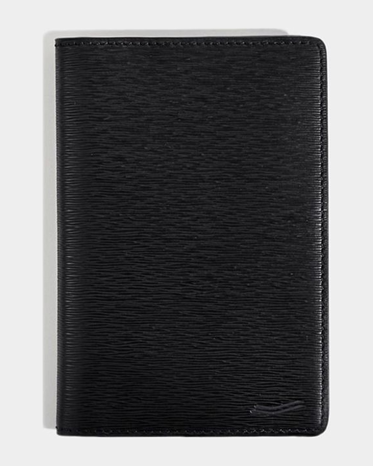 VOCIER vertical trifold leather wallet, front view with embossed logo